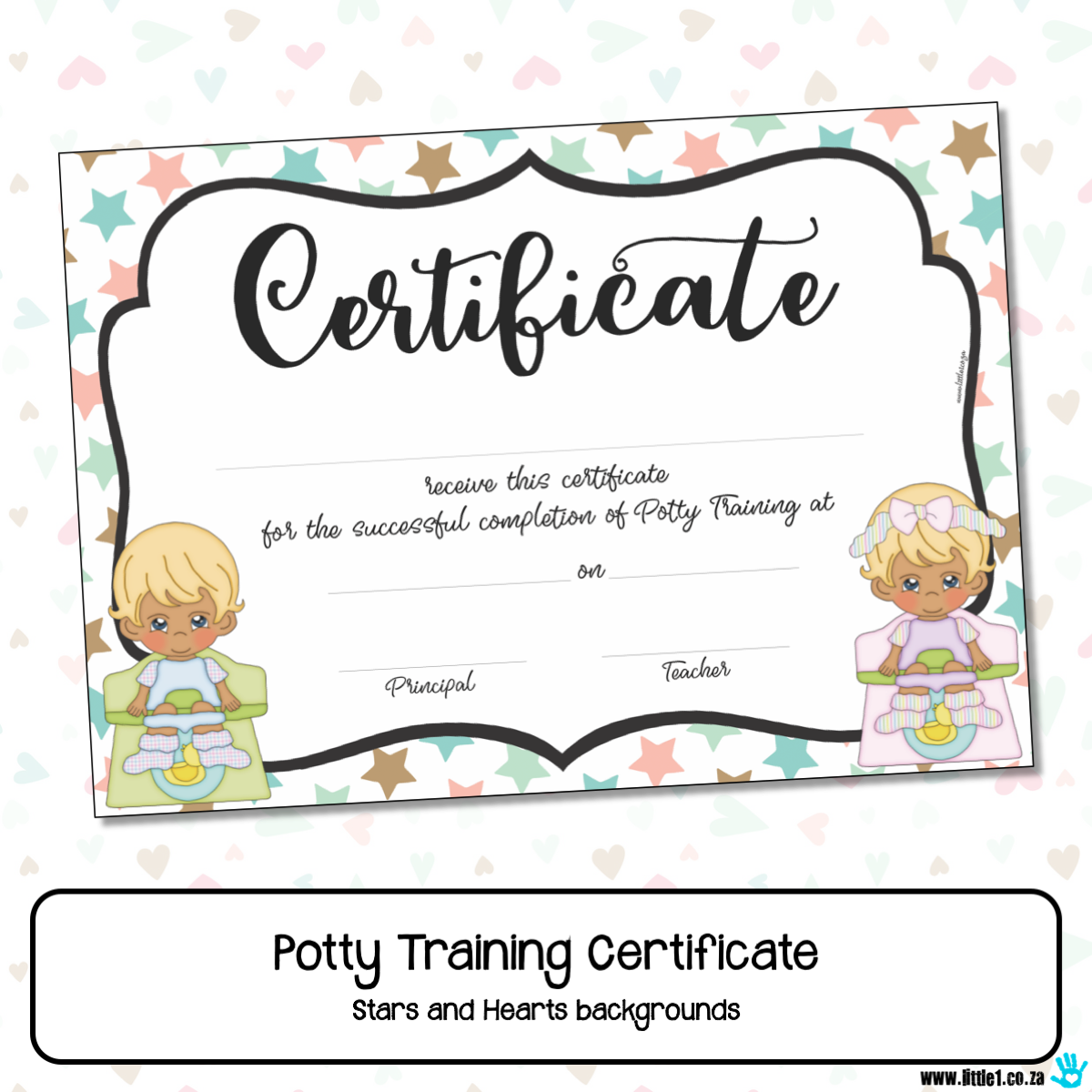 Little One Potty Training Certificate Editable Template
