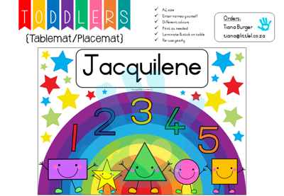 Picture of Toddlers Placemat {Editable Template} for Teachers