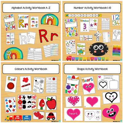 Picture of Alphabet + Numbers + Shapes + Colours Workbooks COMBO