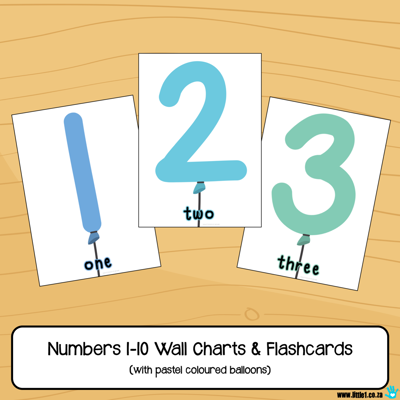 Picture of Flashcards & Wall Charts {Numbers 1-10} - Pastel Coloured Balloons