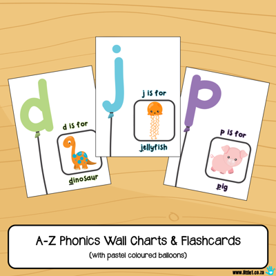 Picture of Flashcards & Wall Charts {Alphabet Phonics} - Pastel Coloured Balloons