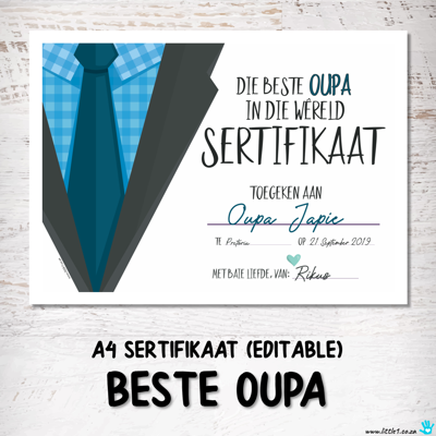 Picture of Beste Oupa Sertifikaat {Editable Template}